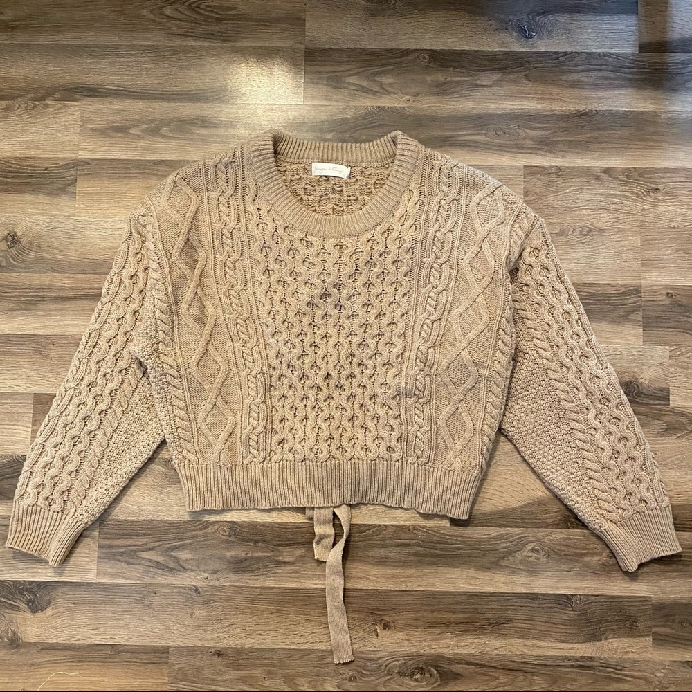 Tan Chunky Knit Open Back Sweater - Picture 2 of 10